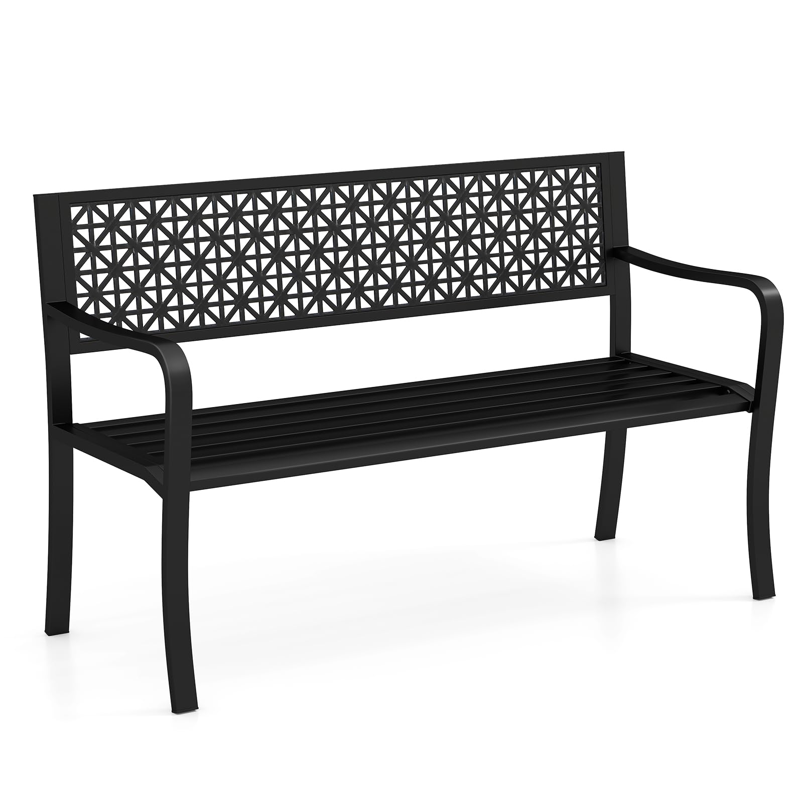 Tangkula Metal Outdoor Park Bench 50 Inches Patio Garden Bench